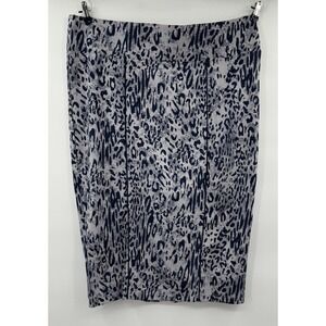 Melissa McCarthy Seven7 SZ 3X Leopard Blue & Gray Pencil Skirt‎ Tummy Slim Band